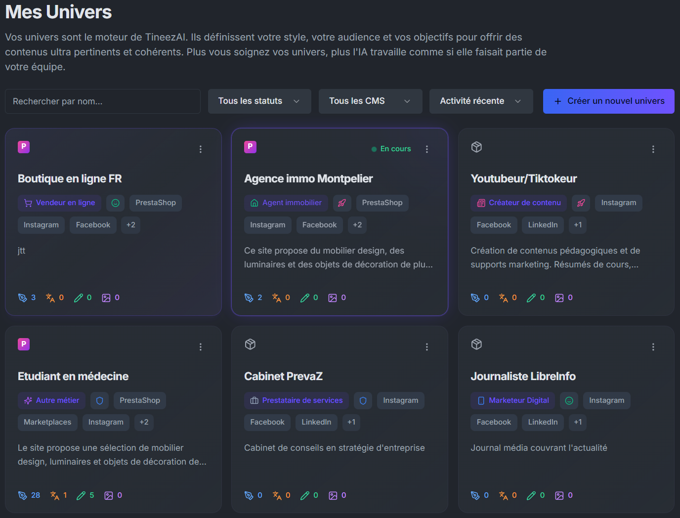 Interface Ton Univers